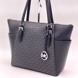Michael Kors Charlotte Tote Shoulder Bag Black